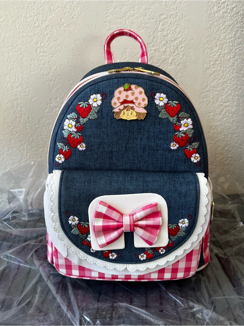 Loungefly Strawberry Shortcake Faux Denim Mini Backpack - NWT